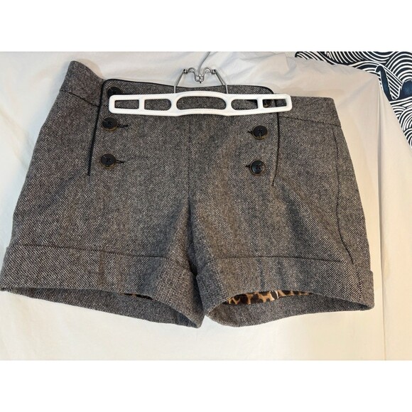 Express Design Studio Shorts SZ 10 Plaid Tweed Black Wool Sailor Button Nautical - Picture 8 of 8